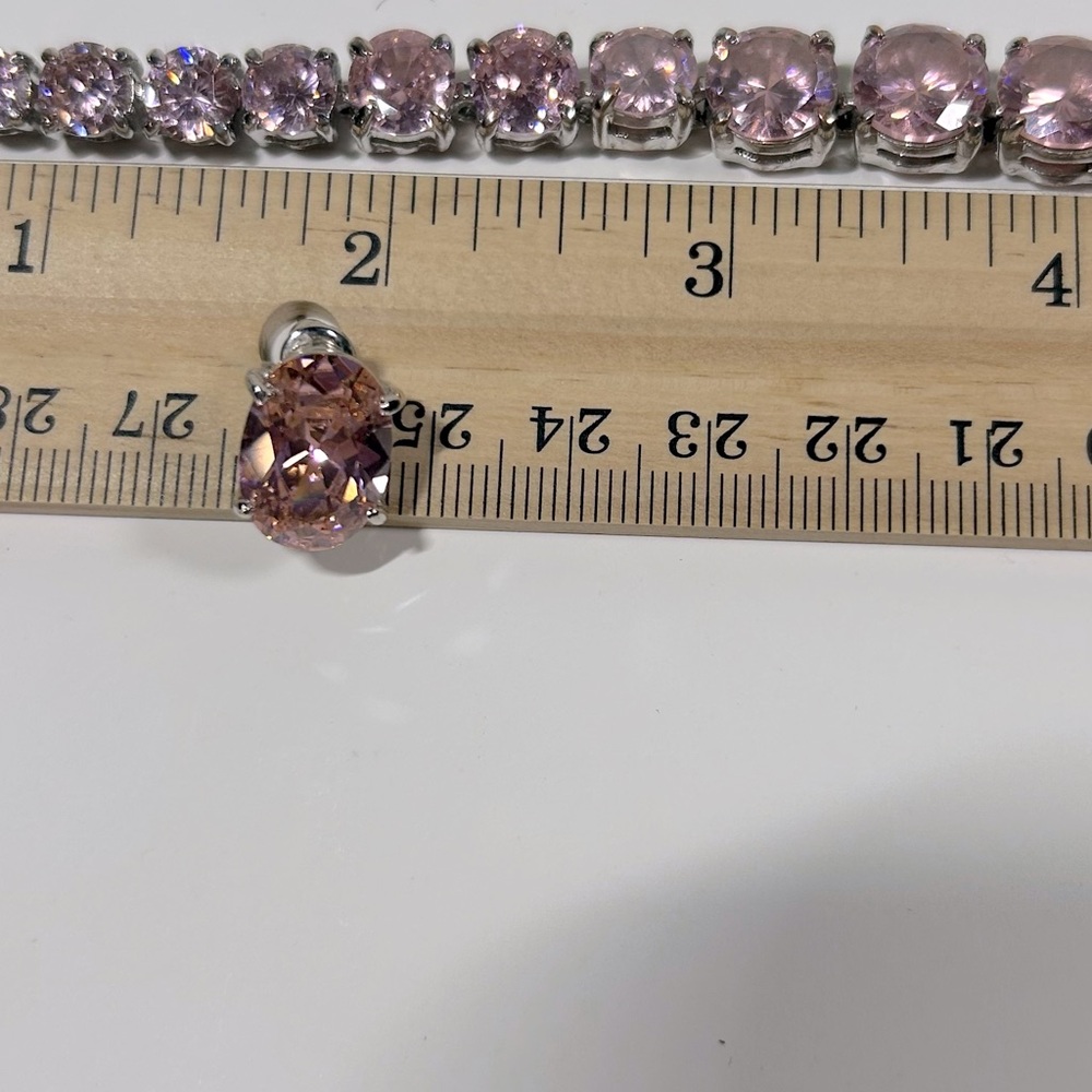 Jewelry set with pink stones - Picture 2 of 8